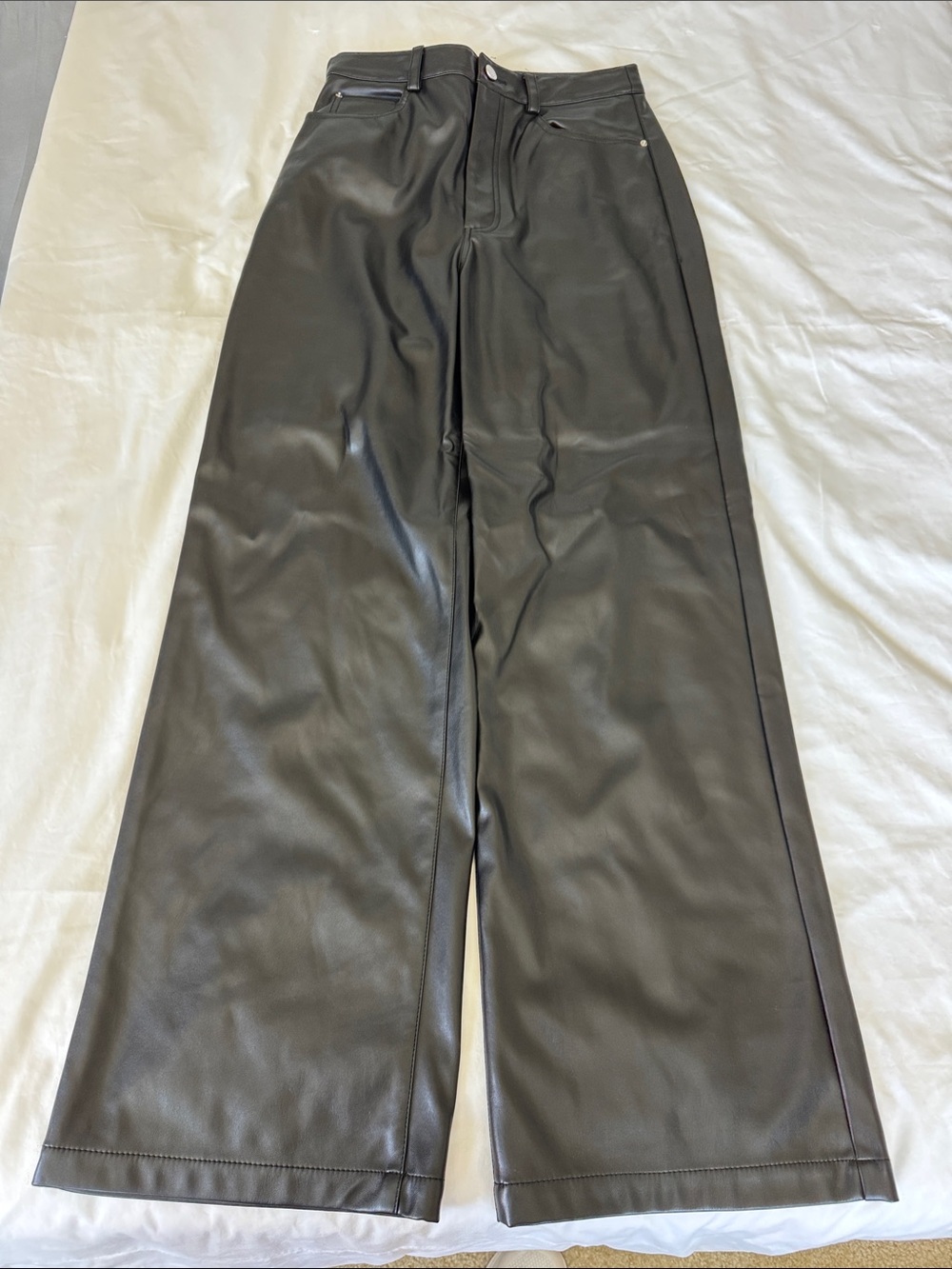 WeWoreWhat Black Faux Leather Wide-Leg Pants